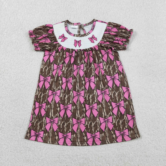Smocked Bows Baby Girls Southern Olive Camo Knee Length Dresses