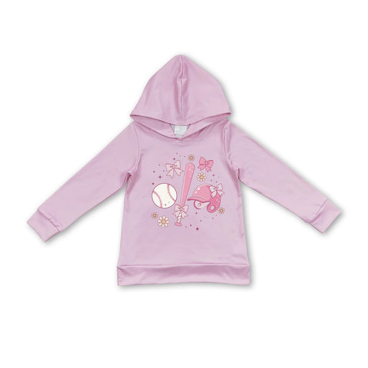 Preorder (moq 5)Baby Girls Pink Hooded Baseball Flowers Hats Bows Pullovers Tops