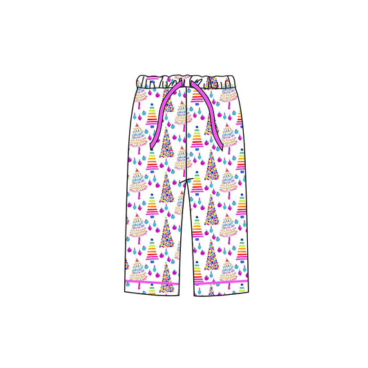 Adult Women Colorful Christmas Tree Bottoms Pants Pajamas Preorder(moq 5)