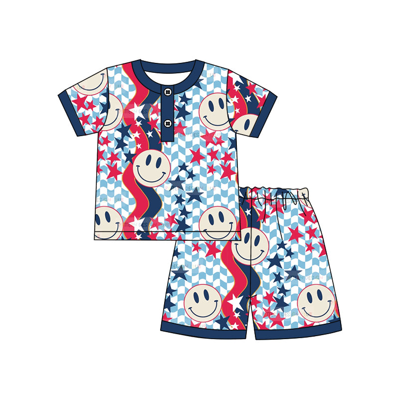 Baby Boys Stars Smile Shirt Shorts Pajamas Outfits Sets preorder(moq 5)