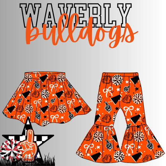 Preorder(moq 8 Each)Baby Girls Waverly Bulldogs Skorts and Pants Team
