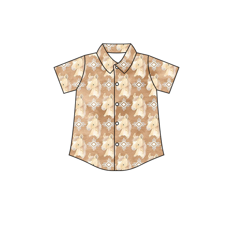 Baby Boys Horse Aztec Western Button Up Shirts preorder(MOQ 5)