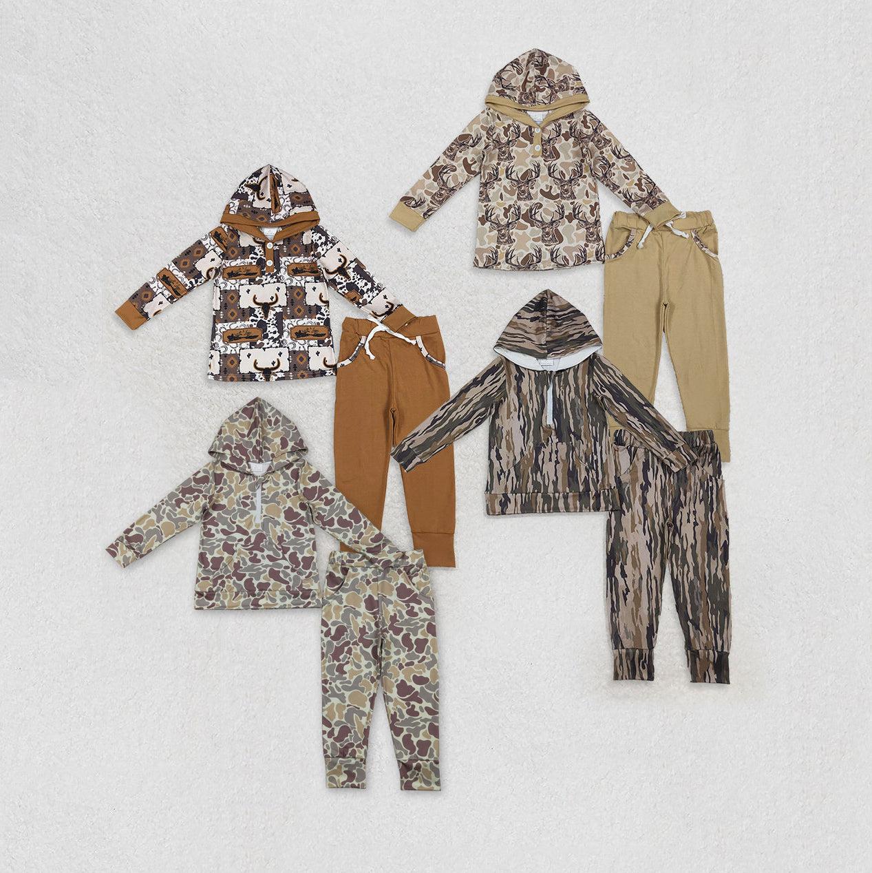 Sibling Baby Boys Western Hunting Hoodie Top Pockets Leggings Clothes Sets