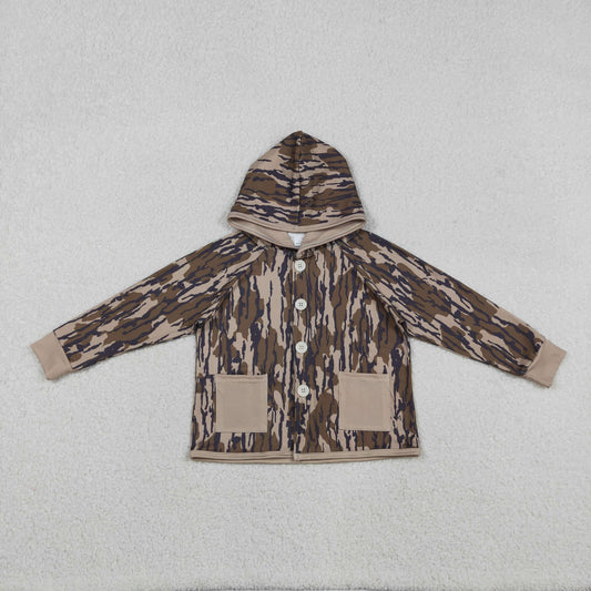 Baby Boys Southern Olive Camo Button Pockets Hoodie Jackets Tops