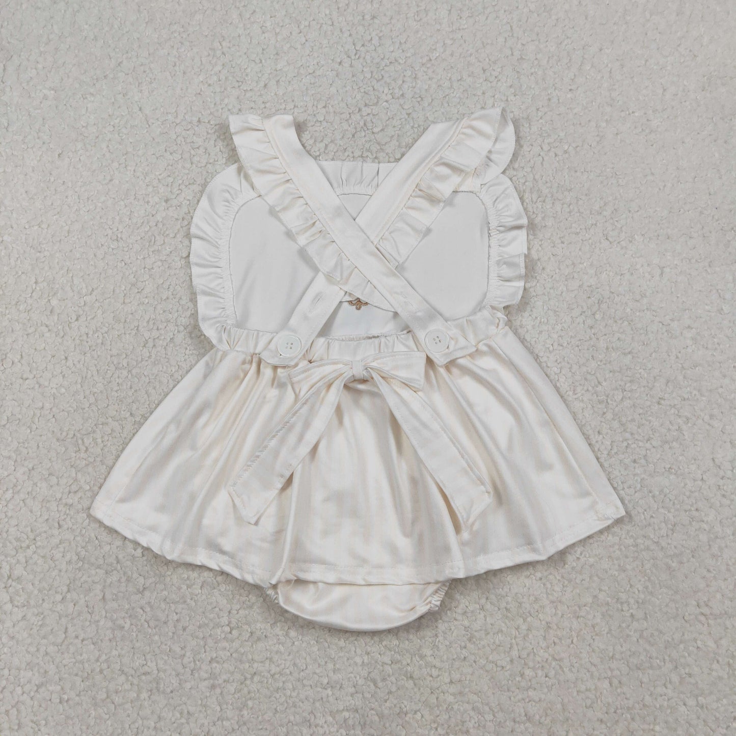Embroidery Cross Baby Girls Strap Tunic Bummies Easter Ruffle Rompers