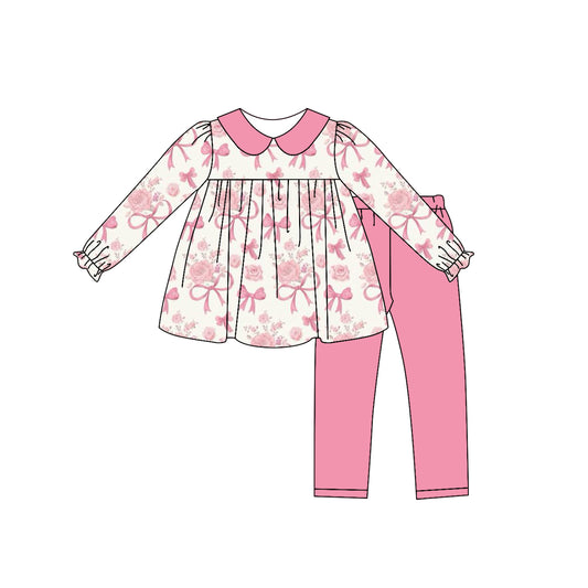 Baby Girls Valentines Flowers Bows Tunic Legging Clothes Sets preorder(MOQ 5)