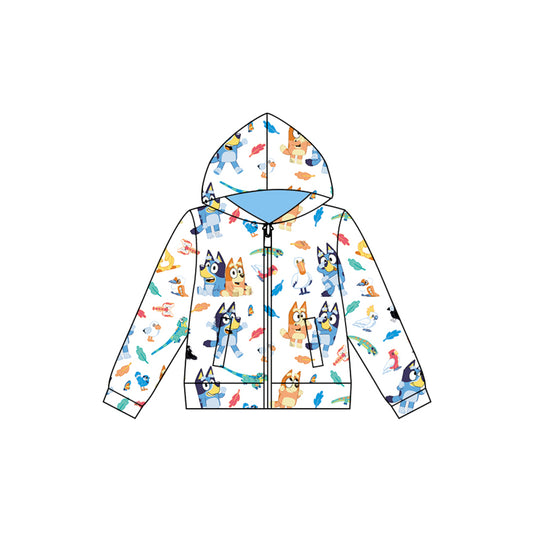 Preorder (moq 5)Baby Boys Blue Dogs Hooded Zip Tops Jackets