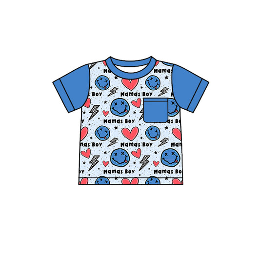 Baby Boys Smile Hearts Pocket Short Sleeve Tee Shirts Tops Preorder(moq 5)