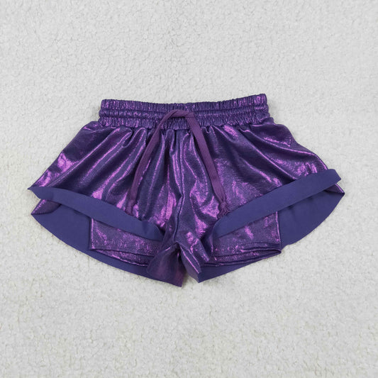 Baby Girls Purple Leather Ruffle Shorts Bottoms