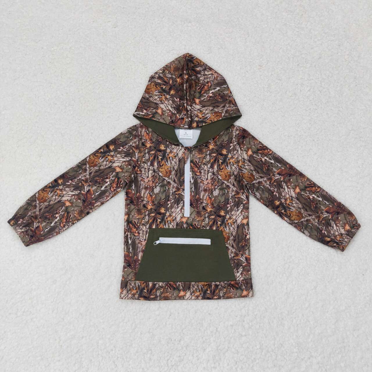 Baby Boys Brother Sibling Bottomland Camo Hooded Zip Pocket Fall Pullovers Tops