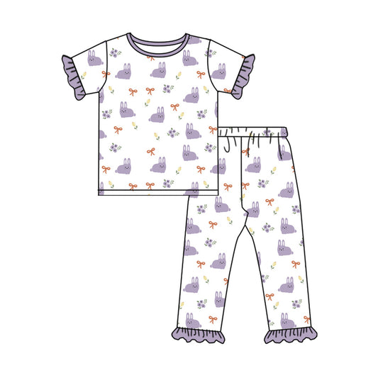 Baby Girls Easter Rabbits Bows Top Pants Pajamas Sets preorder(MOQ 5)