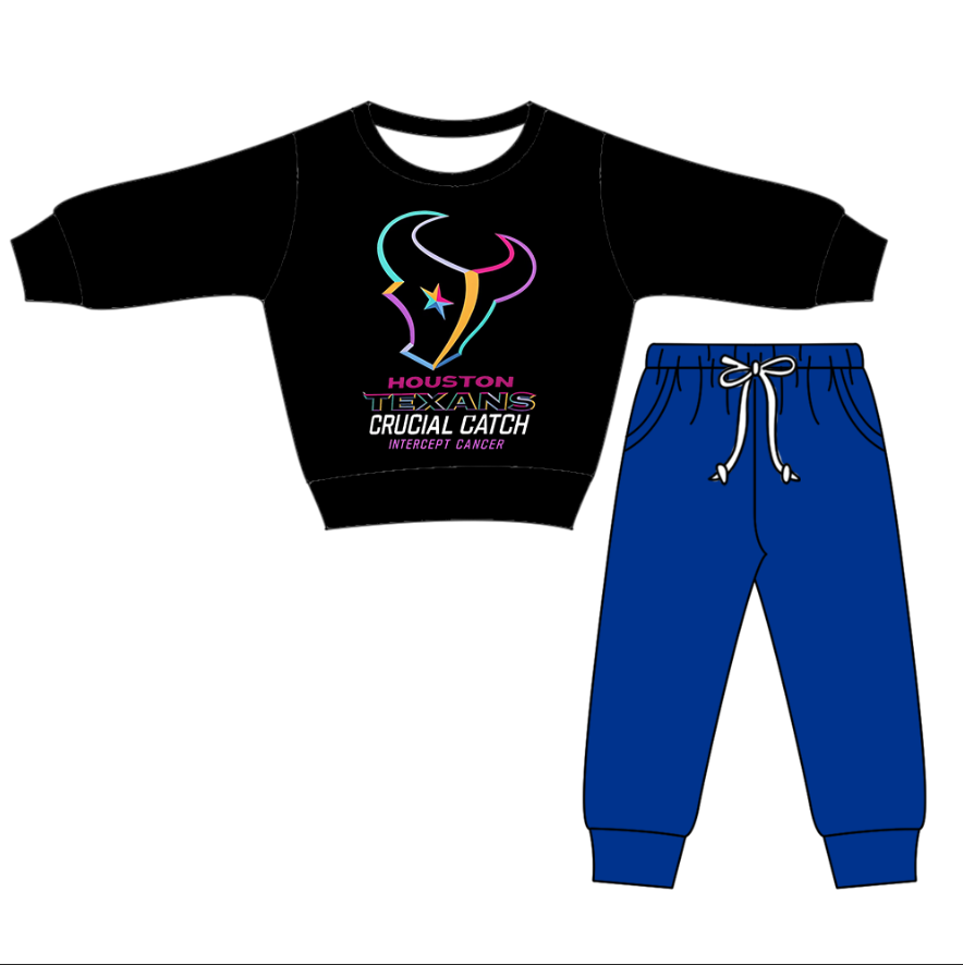 Preorder(moq 5)Baby Boys Houston Texans Top Pockets Jogger Pants Team Clothes Sets