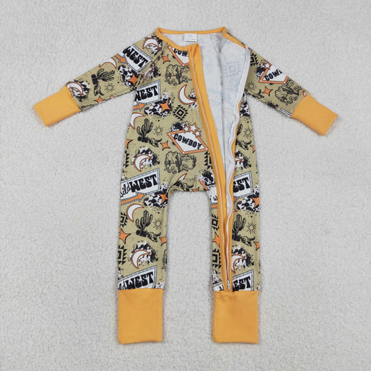 Baby Boys Aztec Cactus Wild West Western Two Way Zip Convertible Rompers