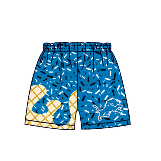 Preorder (moq 5)Baby Boys Blue Drip Sprinkles Detroit Lions Team Shorts Bottom