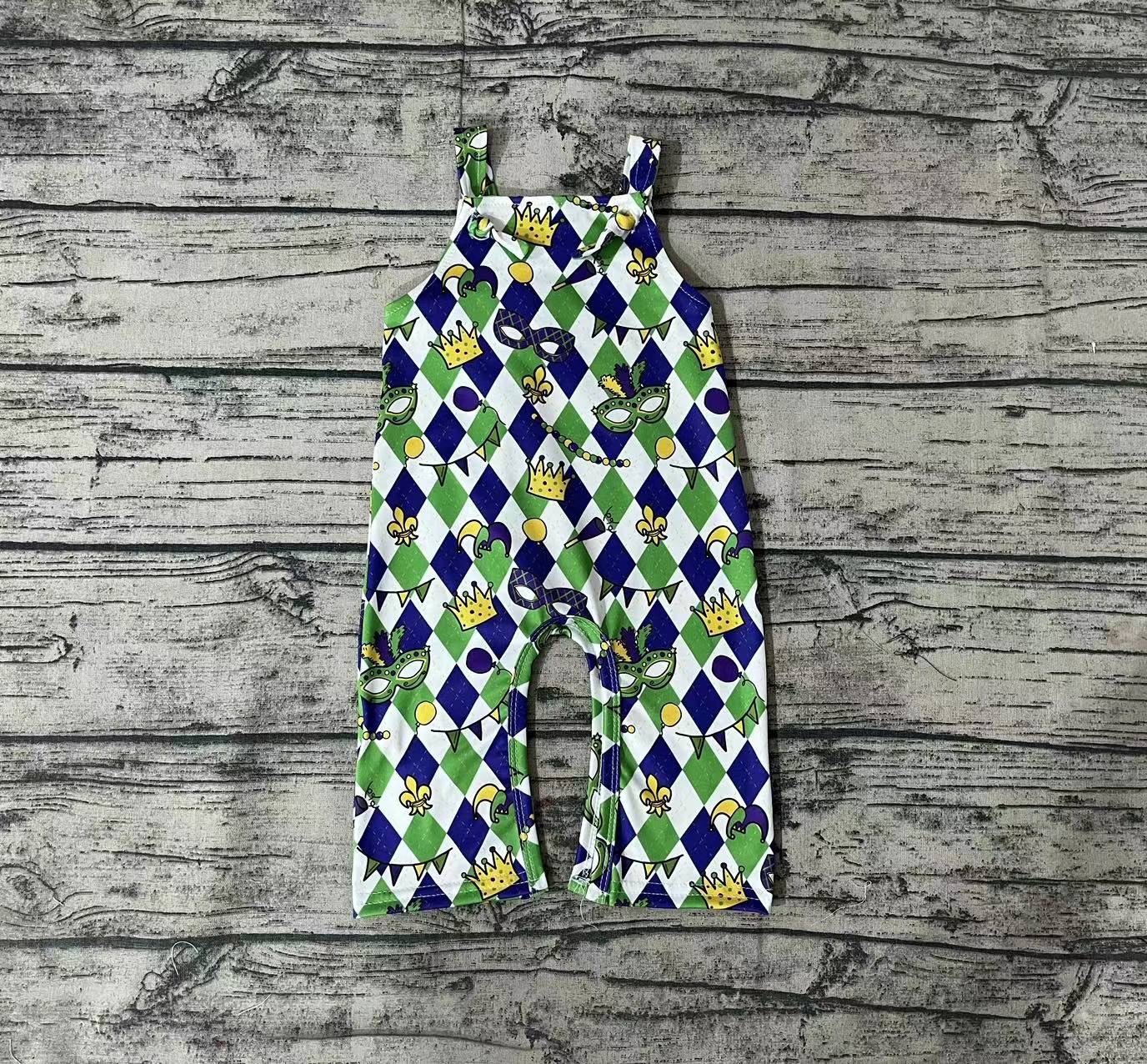 Baby Infant Boys Mardi Gras Aztec Straps Sleeve Rompers