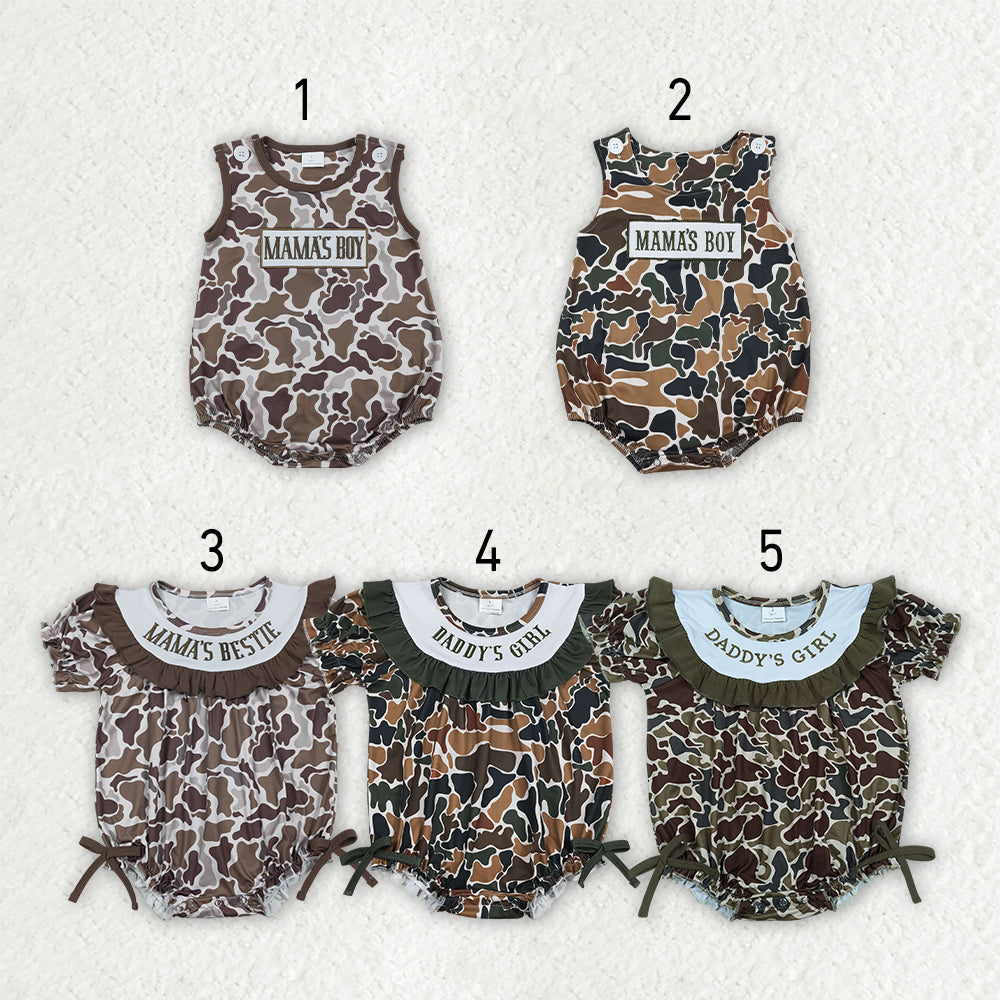 Sibling Embroidery Mama's & Daddy's Boys & Girls Southern Camo Rompers