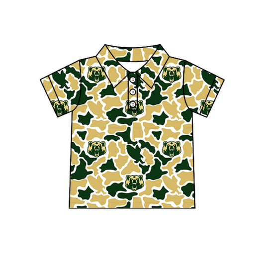 Preorder (moq 5)Baby Boys Short Sleeve Colorful Camo Team Button Polo Shirts Tops