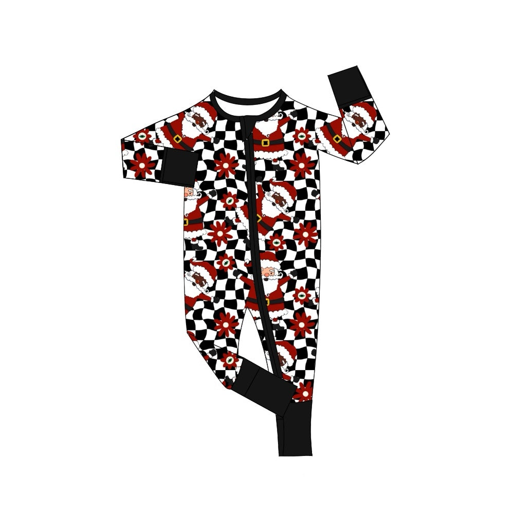 Baby Infant Boys Black Western Santa Zip Rompers preorder(moq 5)