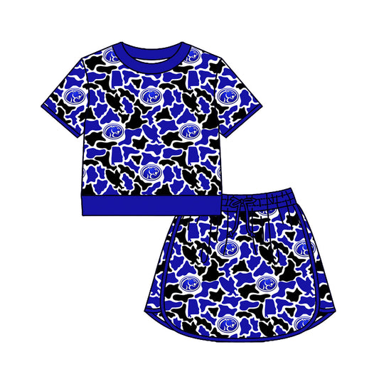 Preorder (moq 5)Baby Girls Colorful Camo Shirt Top Skirt Short Team Clothes Set