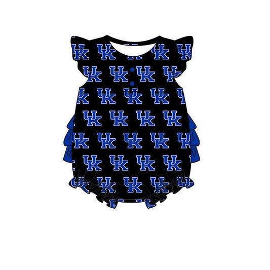 Baby Infant Girls Black UK Team Ruffles Rompers preorder(moq 5)