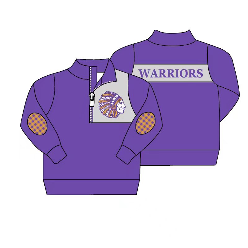 Team Baby Boys Long Sleeve Warriors Zip Pullover Shirt Tops preorder(moq 5)