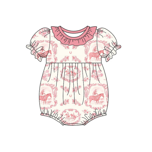Preorder(moq 5)Baby Infant Girls Western Rodeo Short Sleeve Rompers