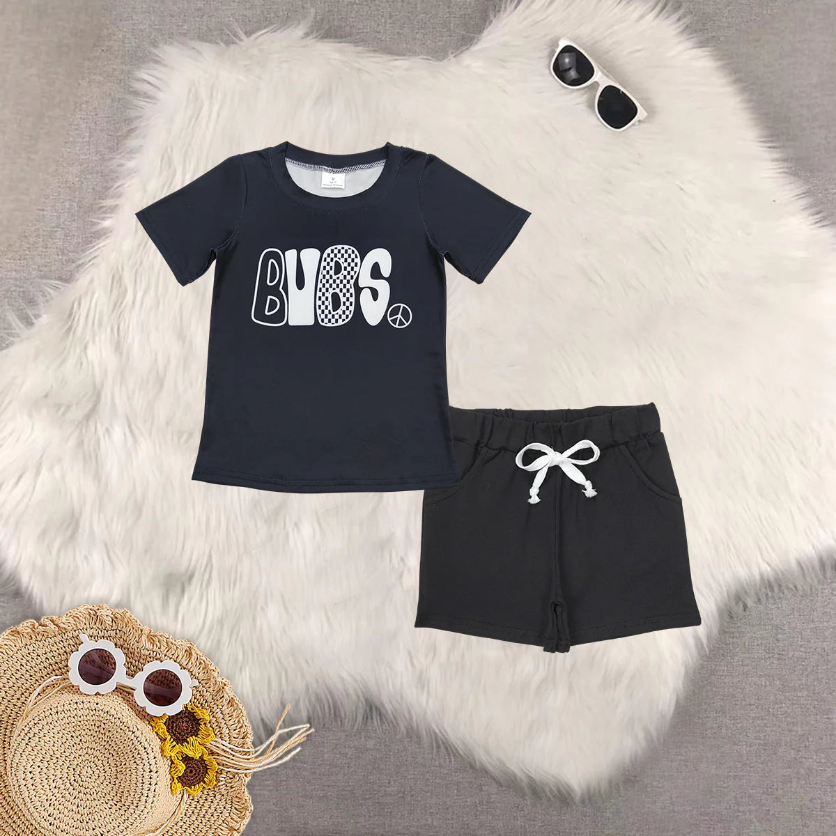 Baby Boys Black Bubs Top Pocket Shorts Outfits Sets