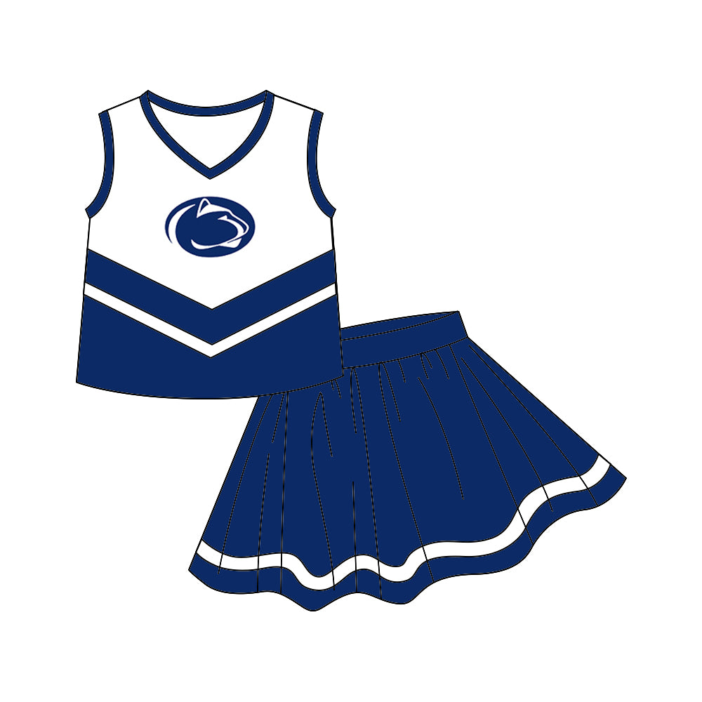 Baby Girls Chearleader Team Dark Blue Skirts Clothes Sets preorder(moq 5)