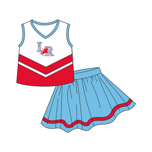 Baby Girls Chearleader Team Light Blue Skirts Clothes Sets preorder(moq 5)