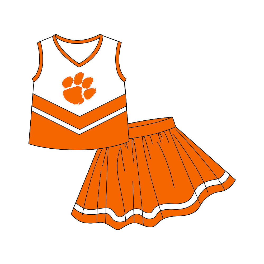 Baby Girls Chearleader Team Orange Skirts Clothes Sets preorder(moq 5)