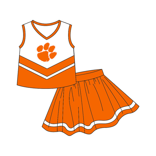 Baby Girls Chearleader Team Orange Skirts Clothes Sets preorder(moq 5)