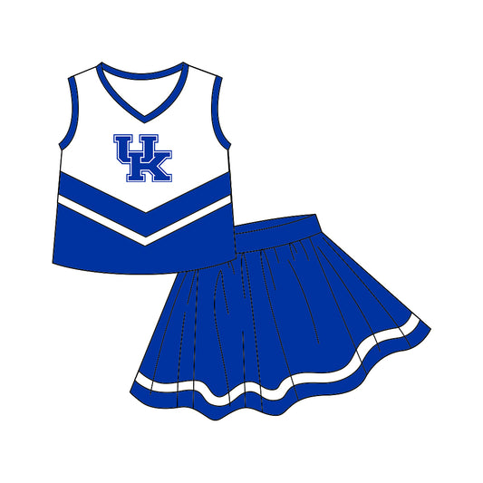 Baby Girls Chearleader Team Royal Blue Skirts Clothes Sets preorder(moq 5)