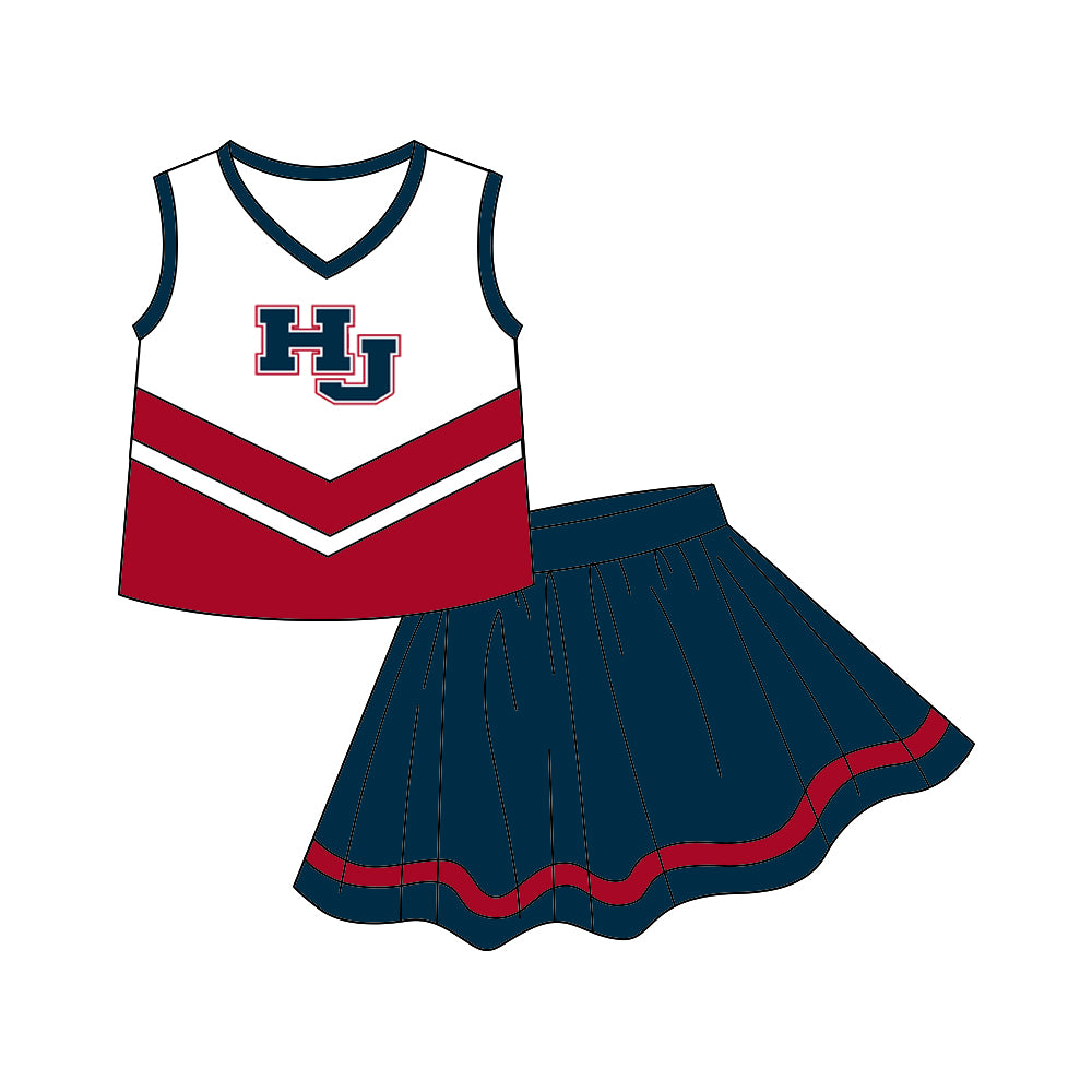 Baby Girls Chearleader Team Navy Skirts Clothes Sets preorder(moq 5)