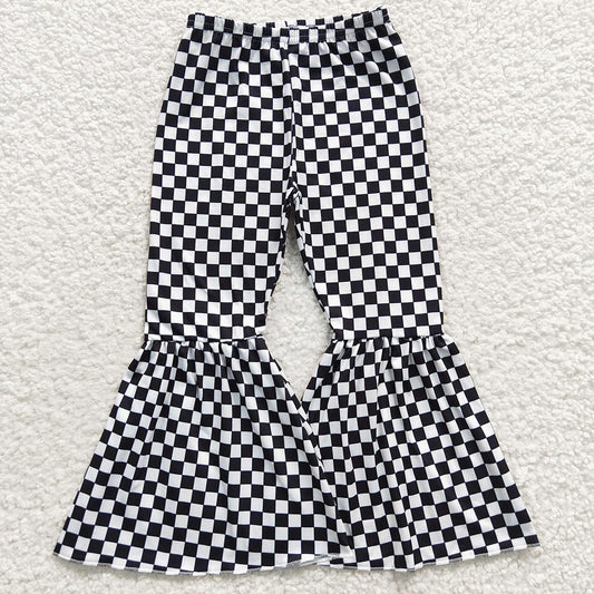 Baby Girls Black Checkered Bell Bottom Pants