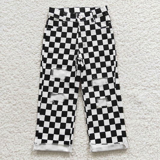 Baby Boys Black Check Denim Cool Pants