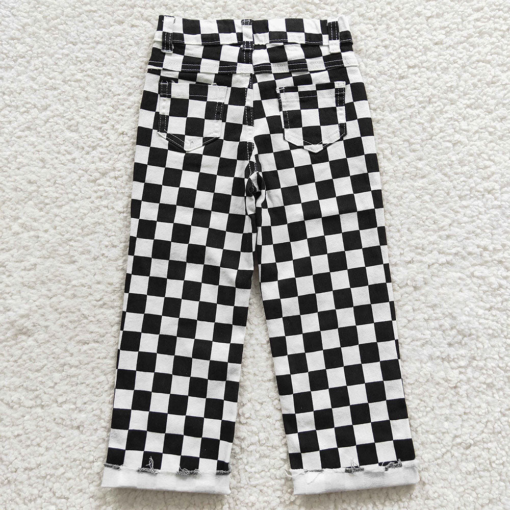 Baby Boys Black Check Denim Cool Pants