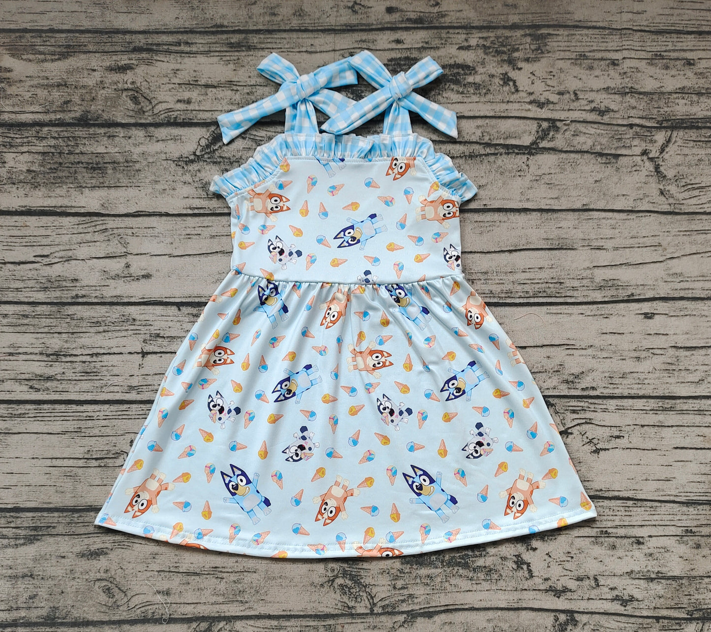 Baby Girls Straps Dogs Knee Length Summer Dresses