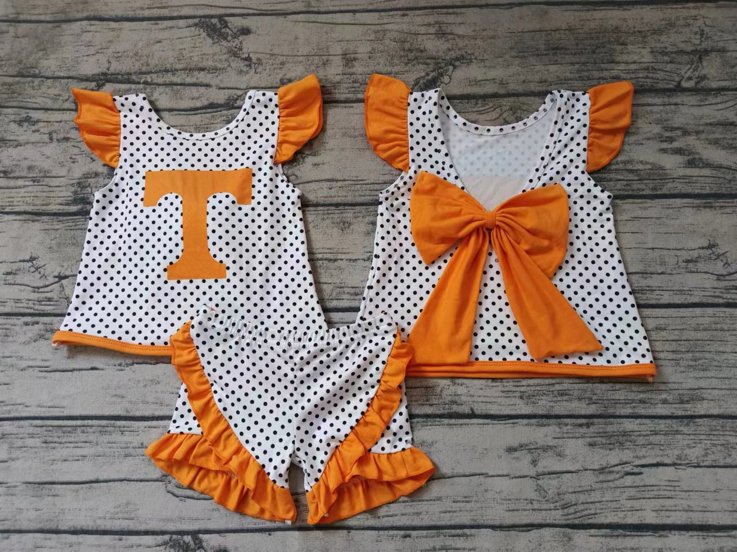 Baby Girls Tennessee Shirt Back Bow Shorts Clothes Sets Preorder(moq 5)