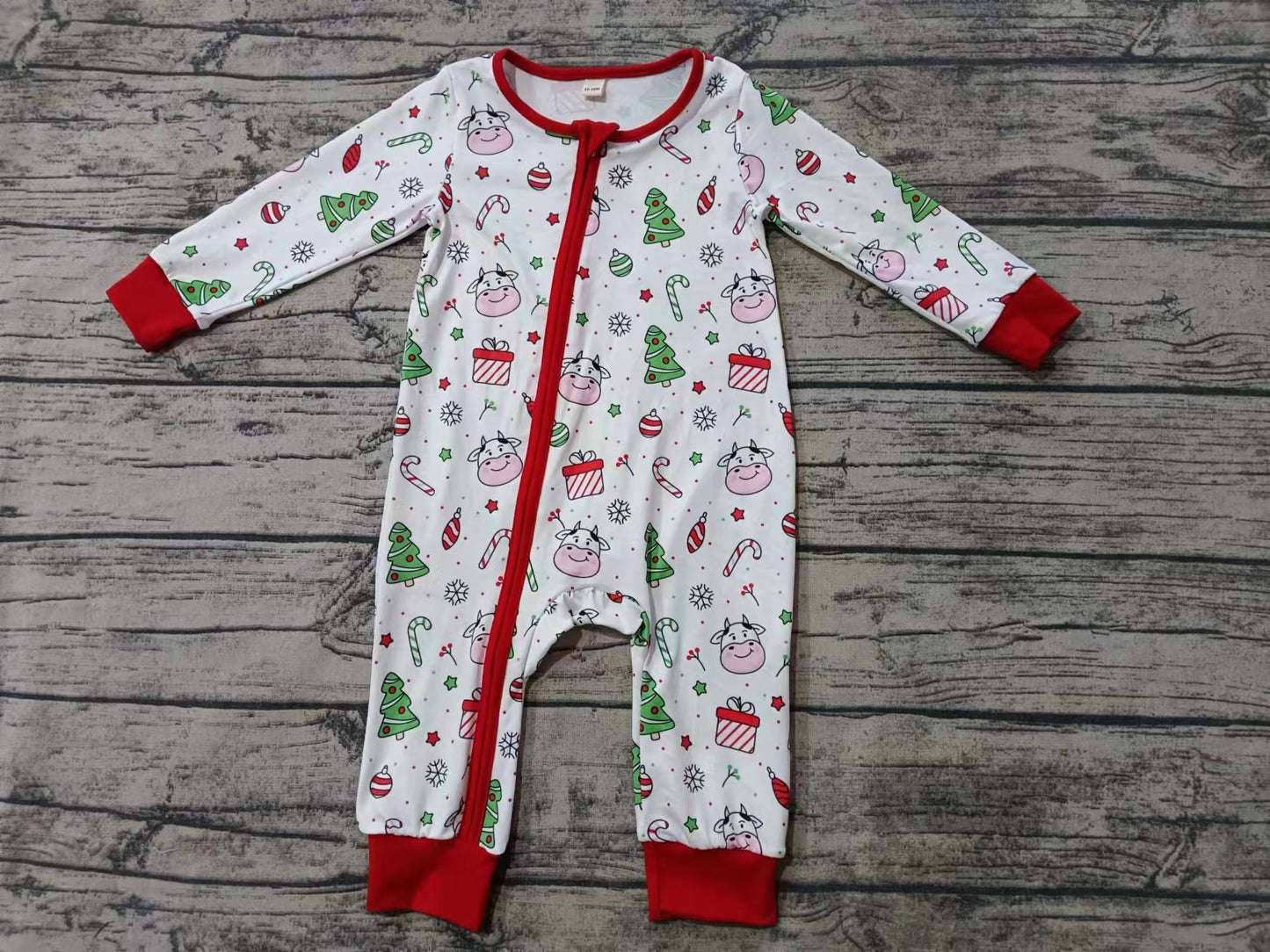 Baby Infant Boys Cow Gift Christmas Zip Rompers preorder(moq 5)