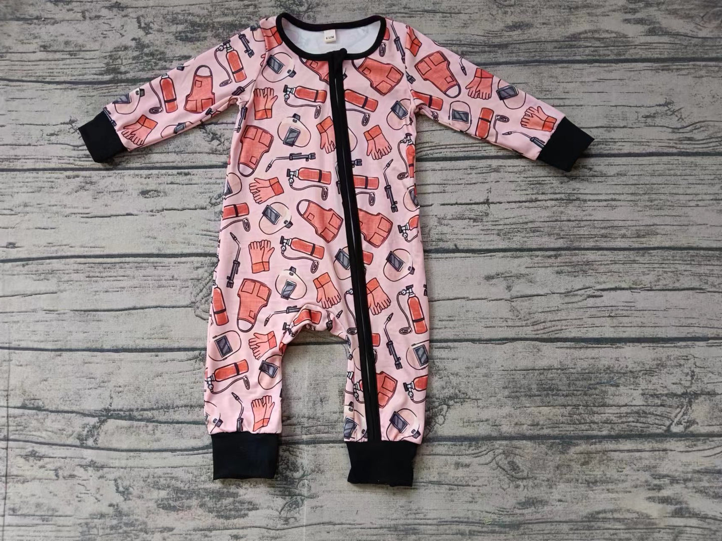 Baby Infant Boys Pink Tools Zip Rompers preorder(moq 5)