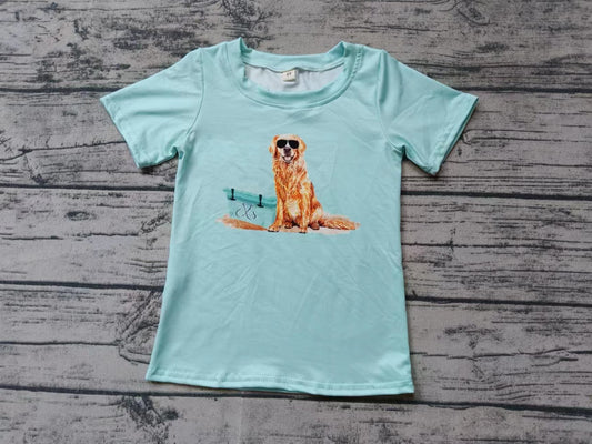 Baby Boys Green Dog Fishing Short Sleeve Tee Shirts Tops Preorder(moq 5)