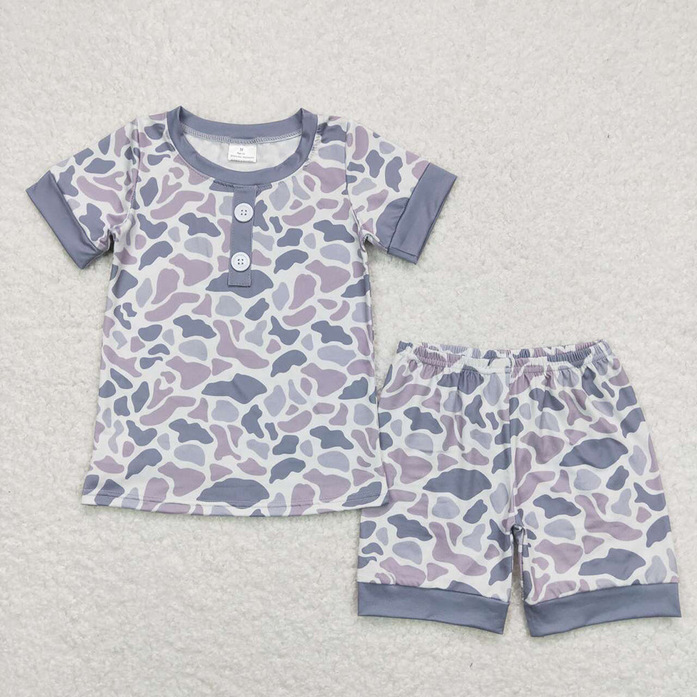 Baby Boys Camo Buttons Shirt Top Shorts Pajamas Clothes Sets