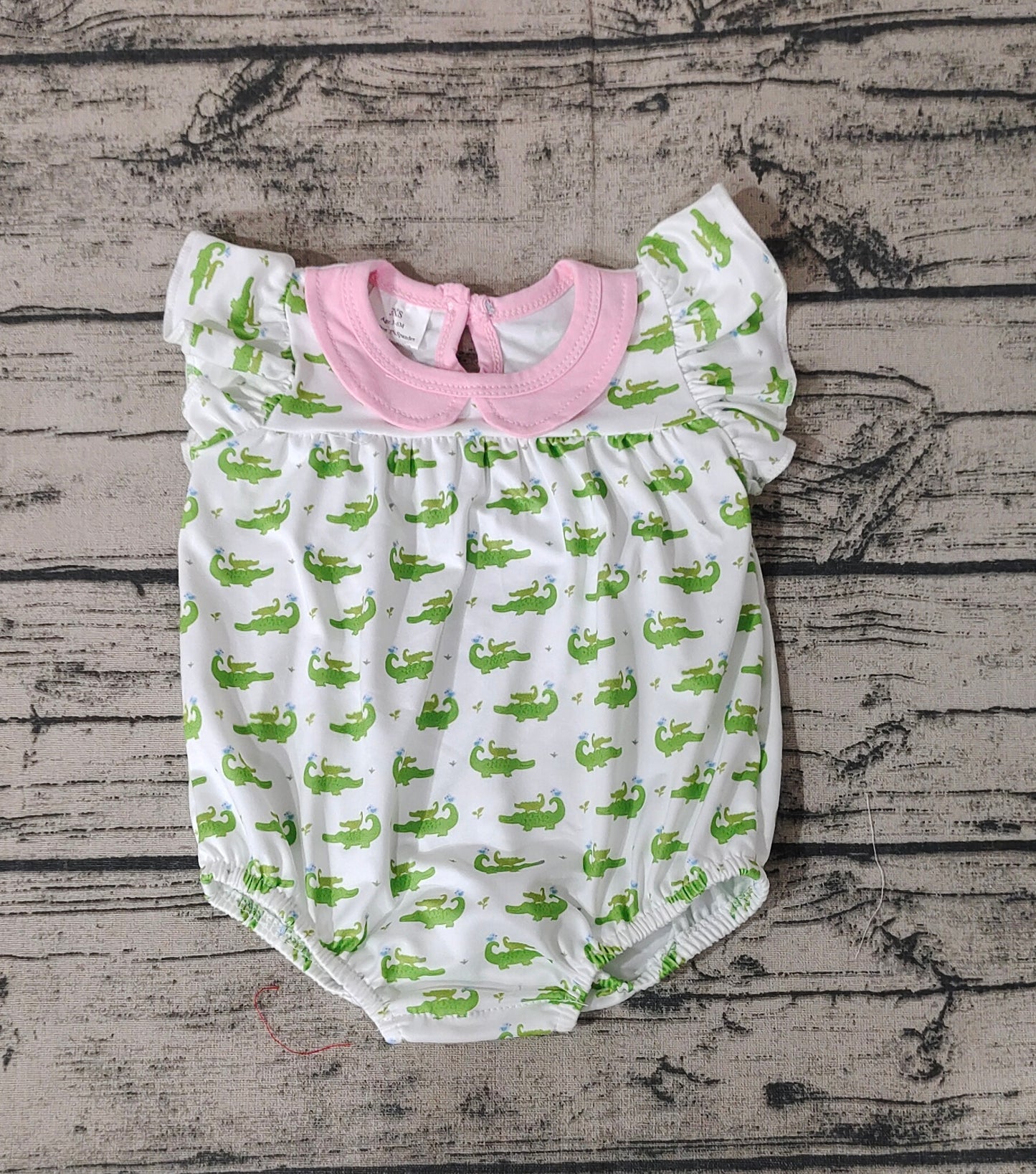 Baby Infant Girls Flutter Sleeve Crocodile Rompers