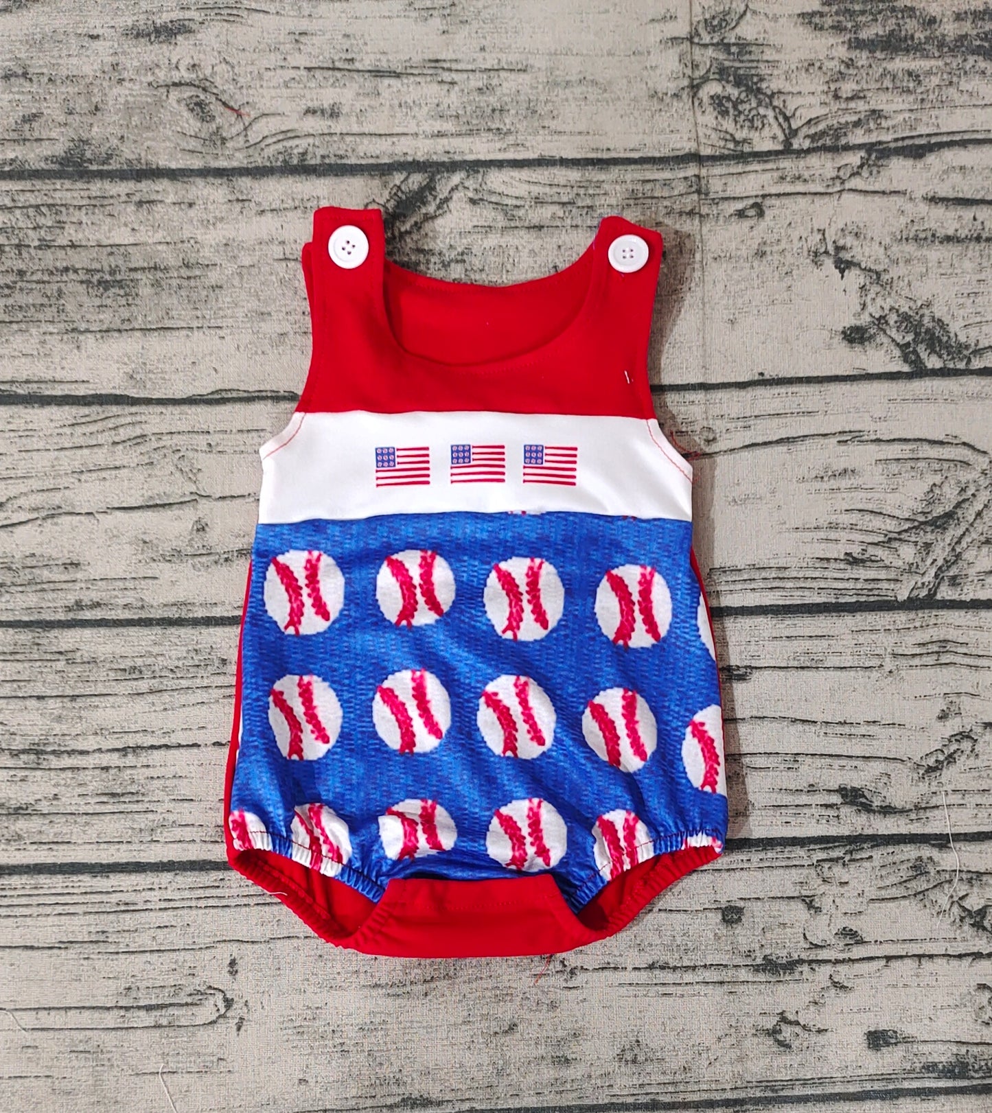 Baby Infant Boys Baseball Flag Sleeveless Rompers