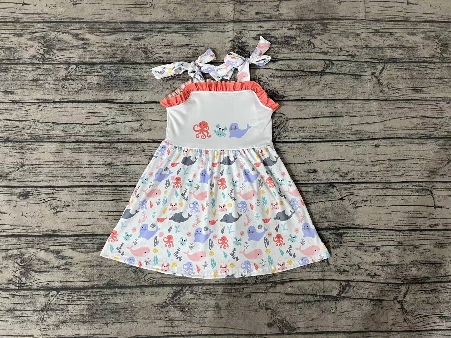 Baby Girls Octopus Crab Sea Lion Knee Length Dresses