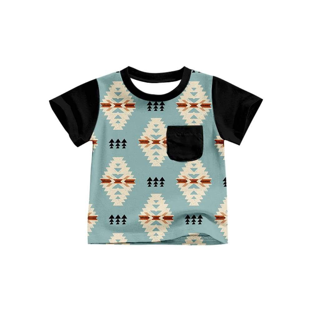 Baby Boys Aztec Short Sleeve Pocket Tee Shirts Tops Preorder (moq 5)