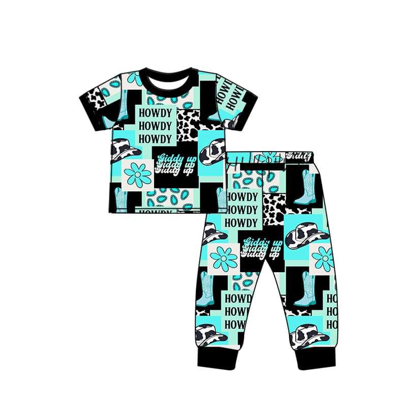 Baby Boys Howdy Shirt Pants Pants Pajamas Clothes Sets Preorder (moq 5)