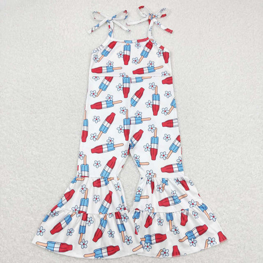 Baby Girls 4th Of July Popstick Straps Bell Pants Jumpsuits