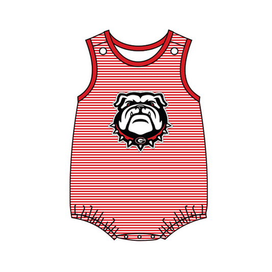 Baby Infant Boys Red Stripes Dogs Rompers Preorder (moq 5)