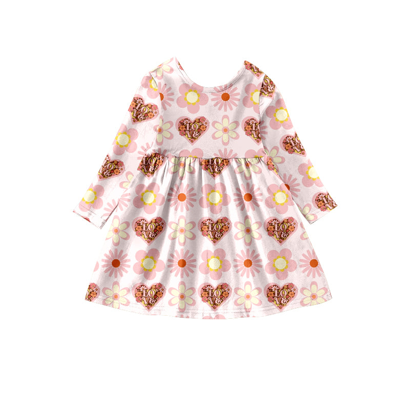 Baby Girls Love Flowers Knee Length Dresses preorder(moq 5)